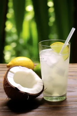 夏日椰汁椰子果汁摄影图