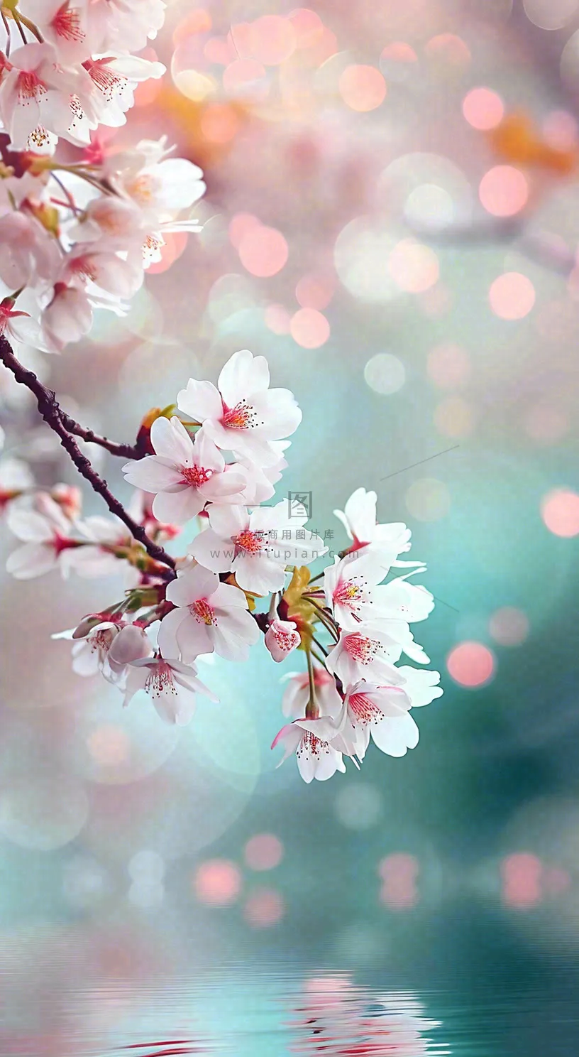 春天浪漫花朵白色樱花，立春春分惊蛰摄影图