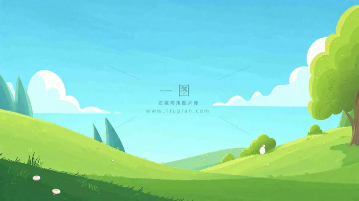 春天郊游青草树木动物蓝天清新，春分