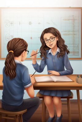 上课老师学生扁平插画背景 上课老师学生扁平插画背景