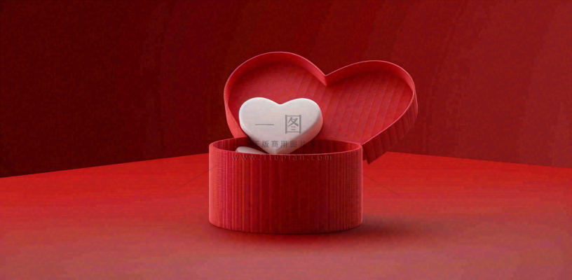 红色立体爱心礼盒妇女节情人节七夕插画背景