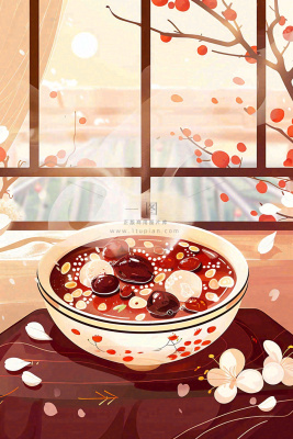 腊八粥冬季新年腊八节卡通插画背景