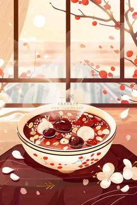 腊八粥冬季新年腊八节卡通插画背景