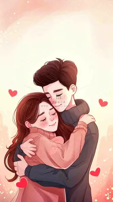 简约渐变浪漫爱心情侣情人节温馨爱情