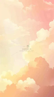 粉黄色渐变温暖云层白云可爱插画手绘