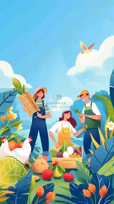 卡通插画劳动节职业人物形象插画背景