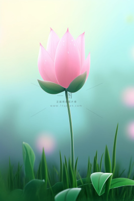 粉蓝色清爽夏日大气花朵扁平背景 粉蓝色清爽夏日大气花朵扁平背景