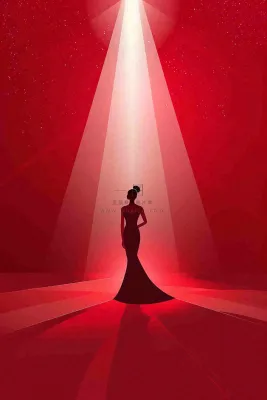 红色舞台灯光女王女生节女神妇女节插画背景