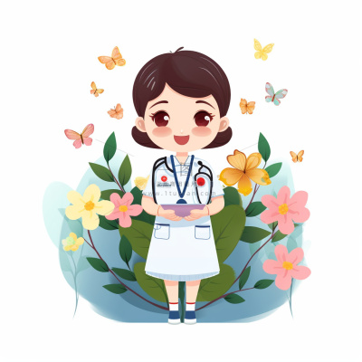 医生护士天使人物插画花海报素材背景