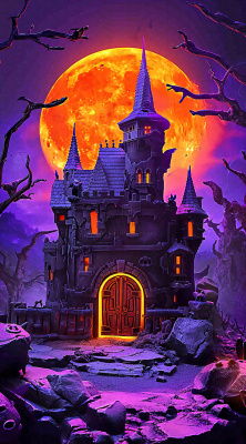 万圣节紫色暗黑恐怖卡通插画手绘西方节日