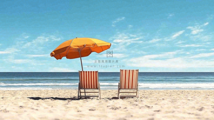 夏日海边沙滩阳光摄影图