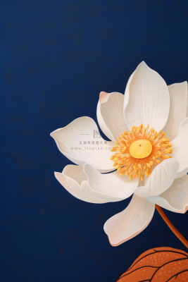 蓝色荷花简约大气背景 蓝色荷花简约大气背景