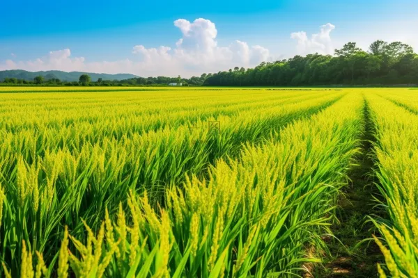 农田里的绿色稻苗稻谷摄影图