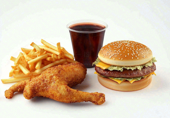 薯条汉堡炸鸡腿美食摄影图
