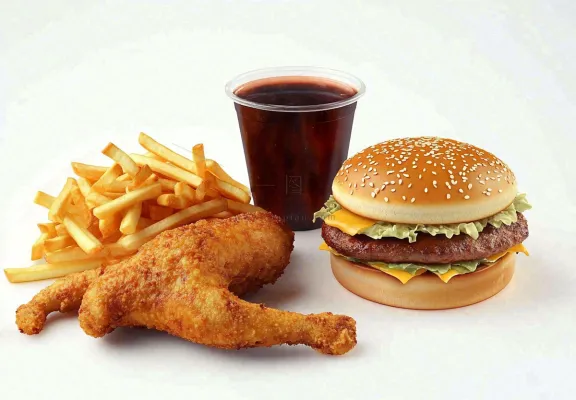 薯条汉堡炸鸡腿美食摄影图