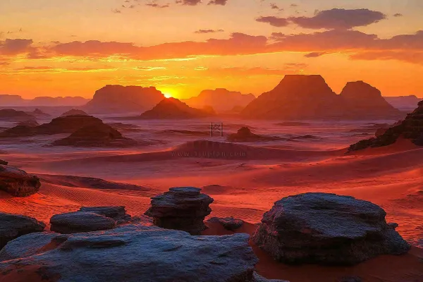 沙漠敦煌雅丹地貌黄土沙丘大漠风光摄影图