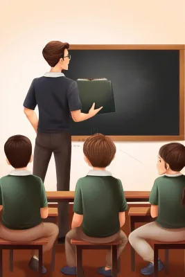 上课老师学生扁平插画背景 上课老师学生扁平插画背景