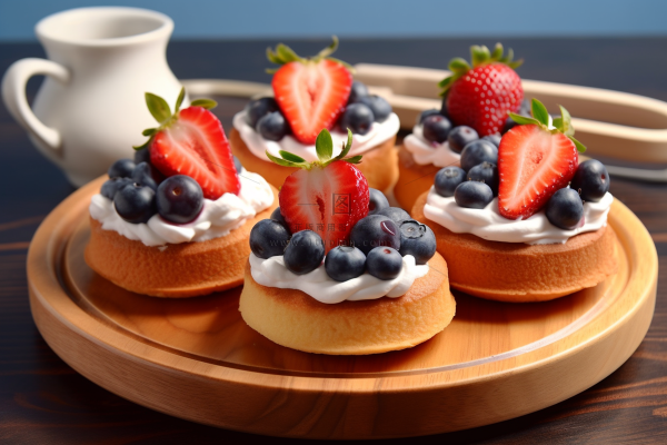 小杯蛋糕水果蛋糕下午茶美食甜点摄影图