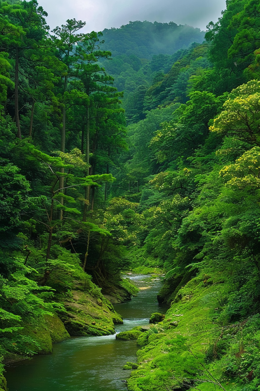 山林森林绿色大自然风景摄影图