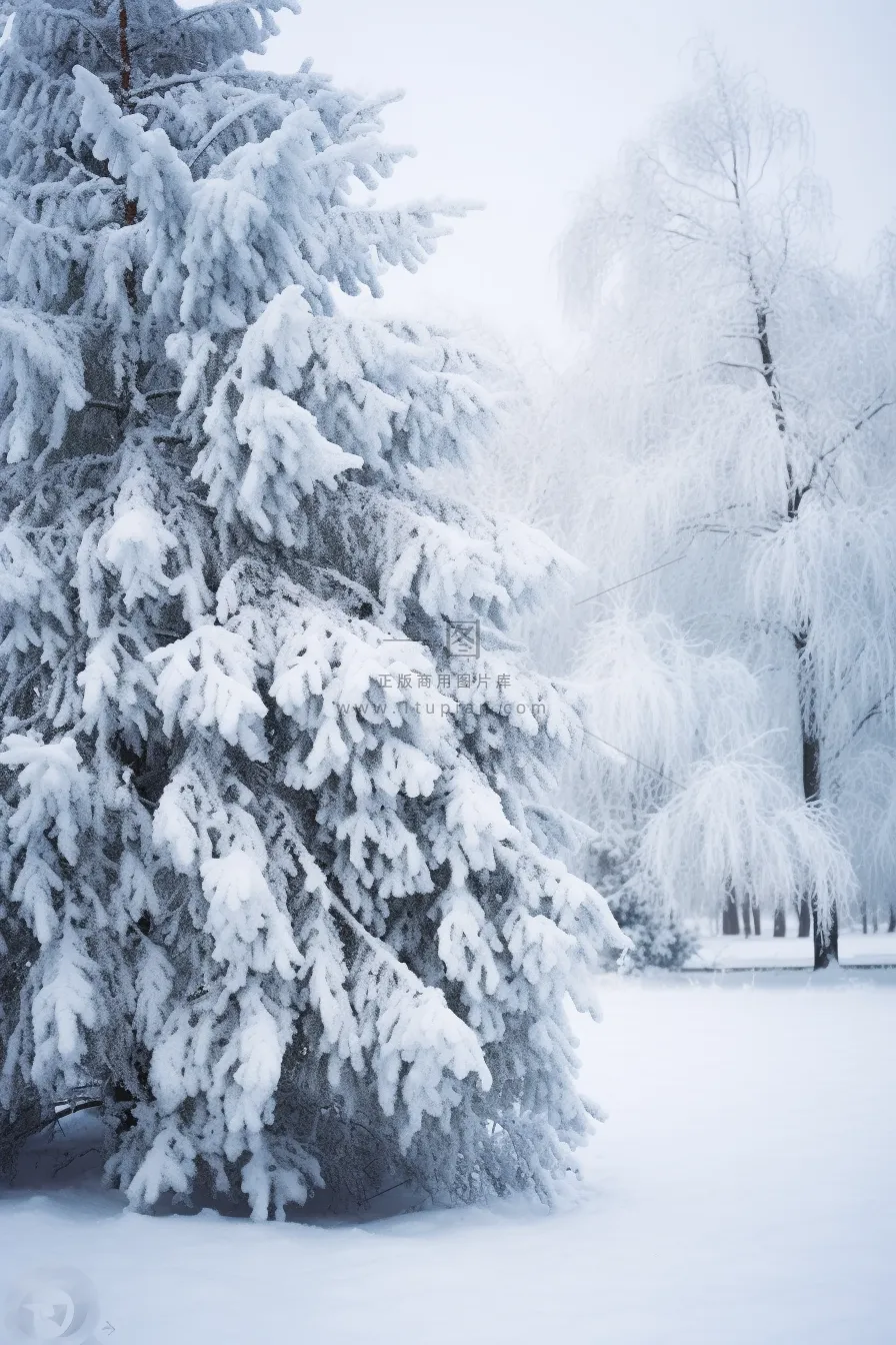 冬天白雪覆盖的山林雾凇摄影图