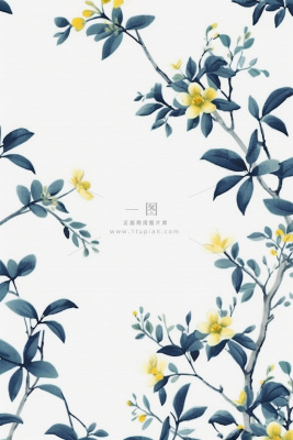 中国风简约淡雅蓝色枝叶背景 中国风简约淡雅蓝色枝叶背景