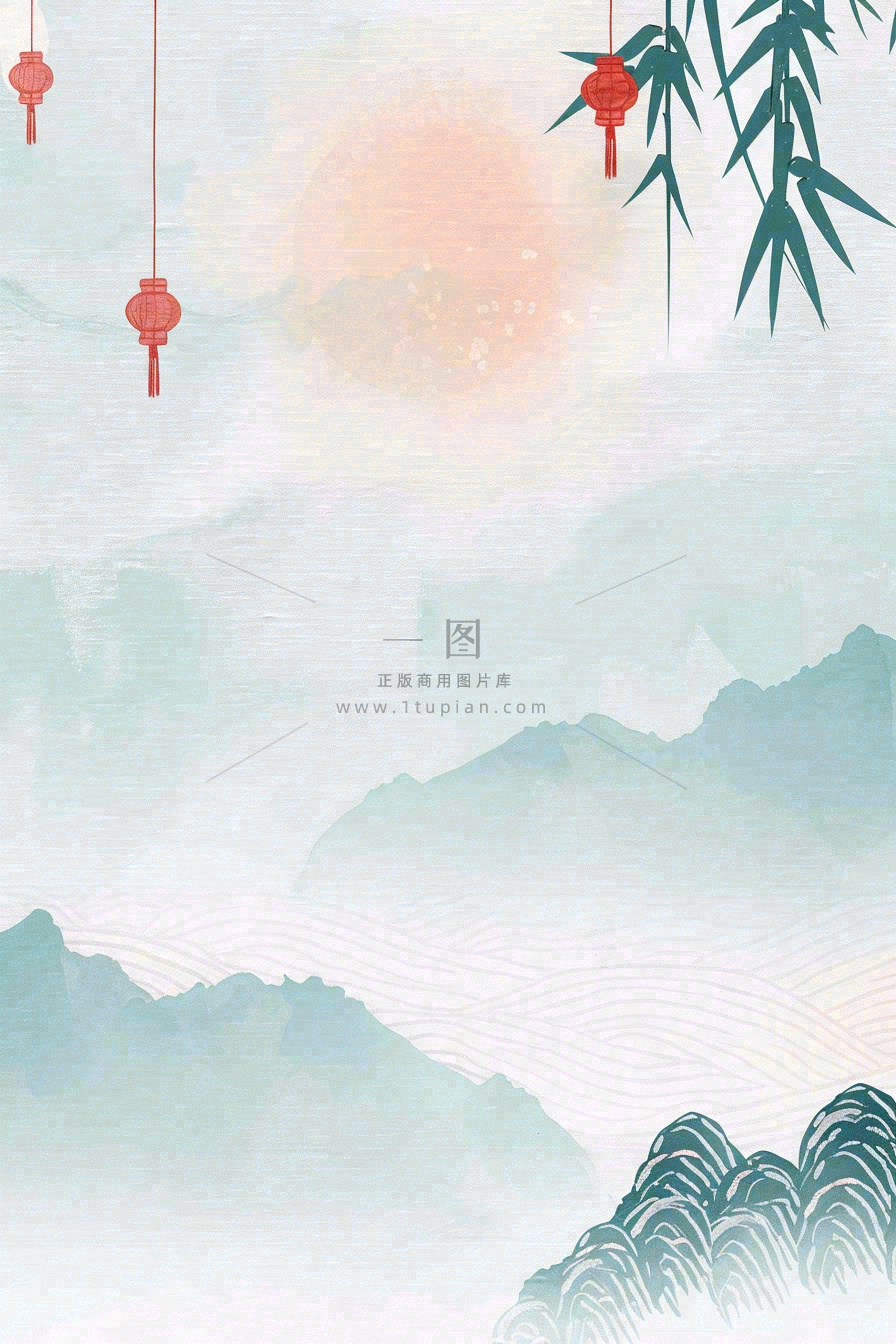 古风山水水墨画柳树柳条日出燕子惊蛰清明端午插画背景