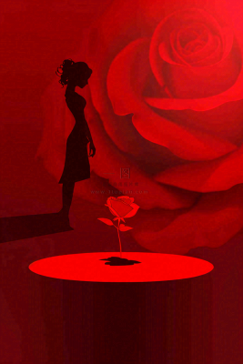 红色玫瑰花展台女生节女神妇女节情人节七夕插画背景