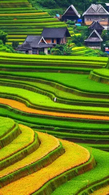 春天唯美绿色梯田种植,乡村小屋,谷雨摄影图 春天唯美绿色梯田种植,乡村小屋,谷雨摄影图