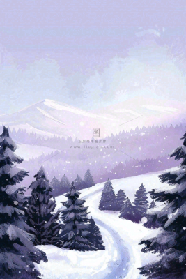冬天白雪覆盖寒冷唯美雪景小寒插画背景 冬天白雪覆盖寒冷唯美雪景小寒插画背景