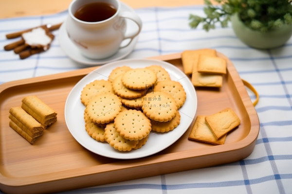 营养早餐日式小圆饼喝茶摄影图