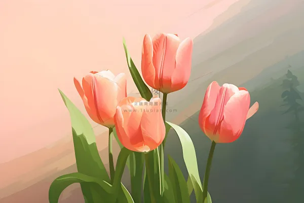 唯美淡雅清新郁金香背景