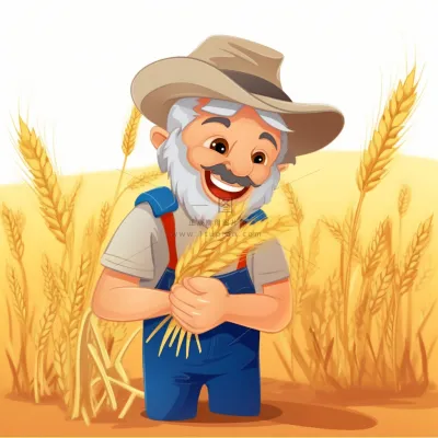 秋收农民收小麦插画素材背景