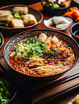 红烧面香辣小面美食摄影图