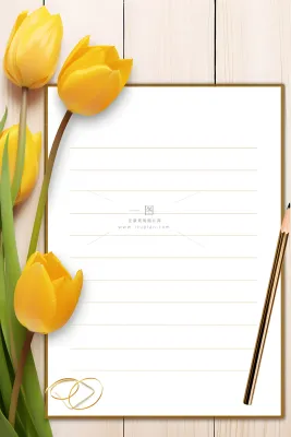 康乃馨黄色纸张笔唯美背景 康乃馨黄色纸张笔唯美背景