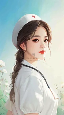 简约天空花草温馨护士医生枝叶插画 简约天空花草温馨护士医生枝叶插画