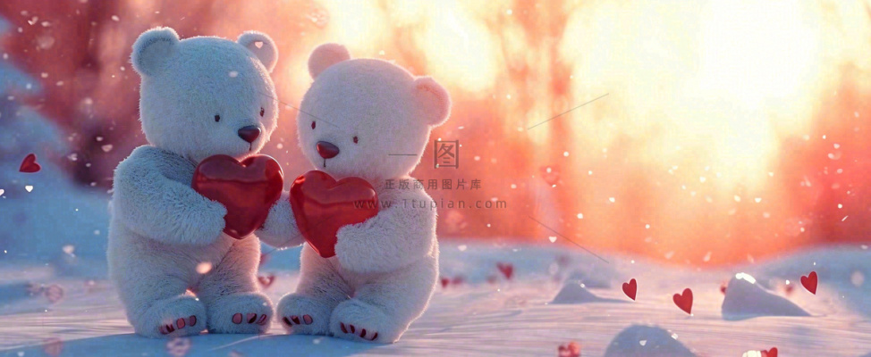 冬天雪地落日下爱情小熊,浪漫雪花情人节520爱情气球摄影图 冬天雪地落日下爱情小熊,浪漫雪花情人节520爱情气球摄影图
