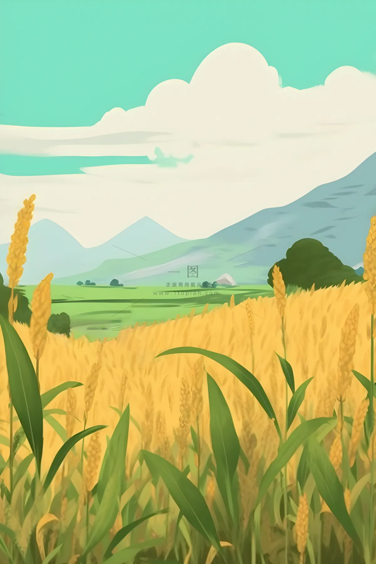 秋季农田丰收金黄背景