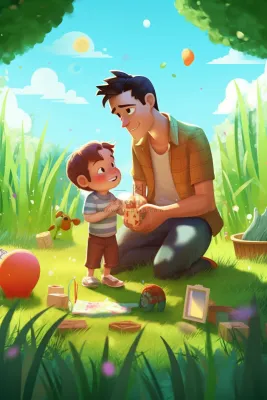 父亲孩子草地温馨玩耍背景 父亲孩子草地温馨玩耍背景