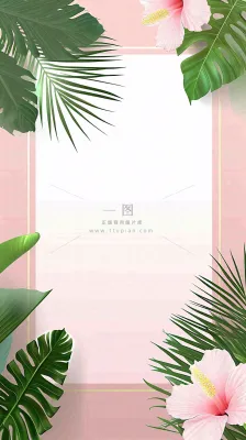 粉色鲜花绿植清新插画,书信书签邀请函 粉色鲜花绿植清新插画,书信书签邀请函