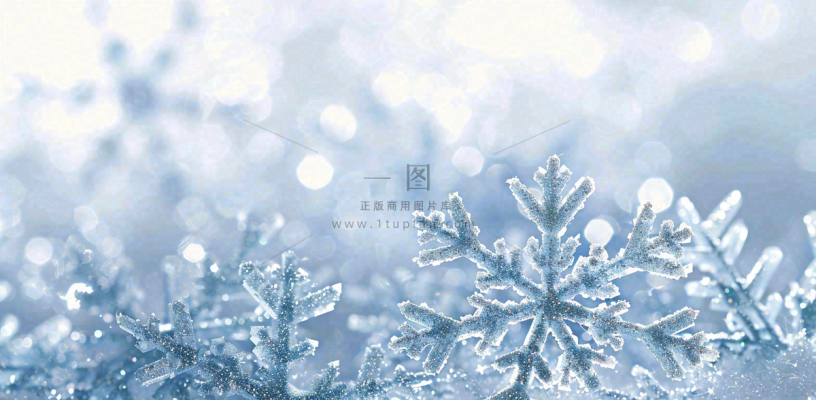 冬天白色雪花闪亮水晶银色大雪小雪摄影图