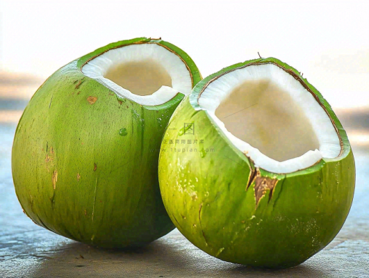 青皮椰子新鲜水果背景图