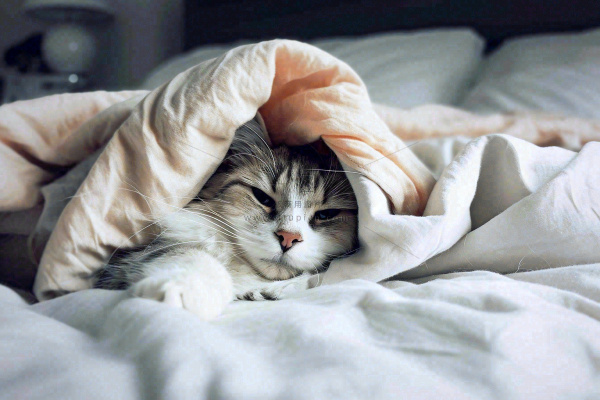 被窝里睡觉的猫猫,可爱的动物摄影图 被窝里睡觉的猫猫,可爱的动物摄影图