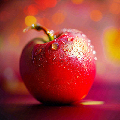 红苹果新鲜特写水珠，圣诞平安夜，水果美食，温馨摄影图