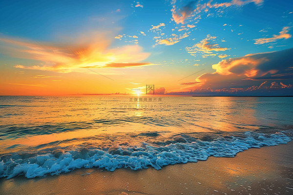 夏日落日海报沙滩晚霞摄影图