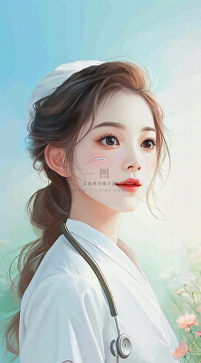 简约天空花草温馨护士医生枝叶插画 简约天空花草温馨护士医生枝叶插画