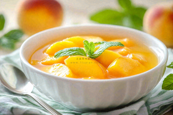 黄桃罐头水果美食饮品摄影图