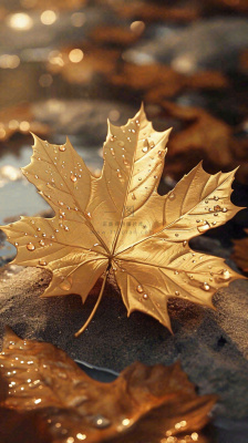秋天黄色秋叶落叶雨天特写故事感,秋分立秋摄影图 秋天黄色秋叶落叶雨天特写故事感,秋分立秋摄影图