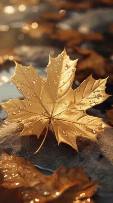 秋天黄色秋叶落叶雨天特写故事感,秋分立秋摄影图 秋天黄色秋叶落叶雨天特写故事感,秋分立秋摄影图