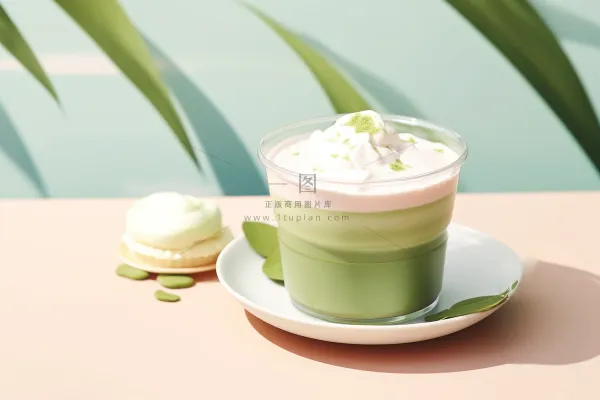 抹茶慕斯奶茶甜点下午茶饮料摄影图
