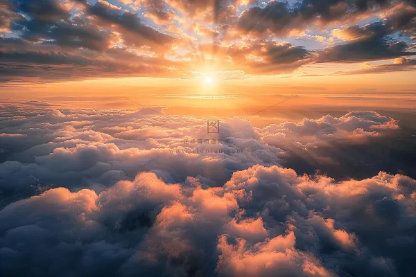 清晨日出朝霞云层摄影图 